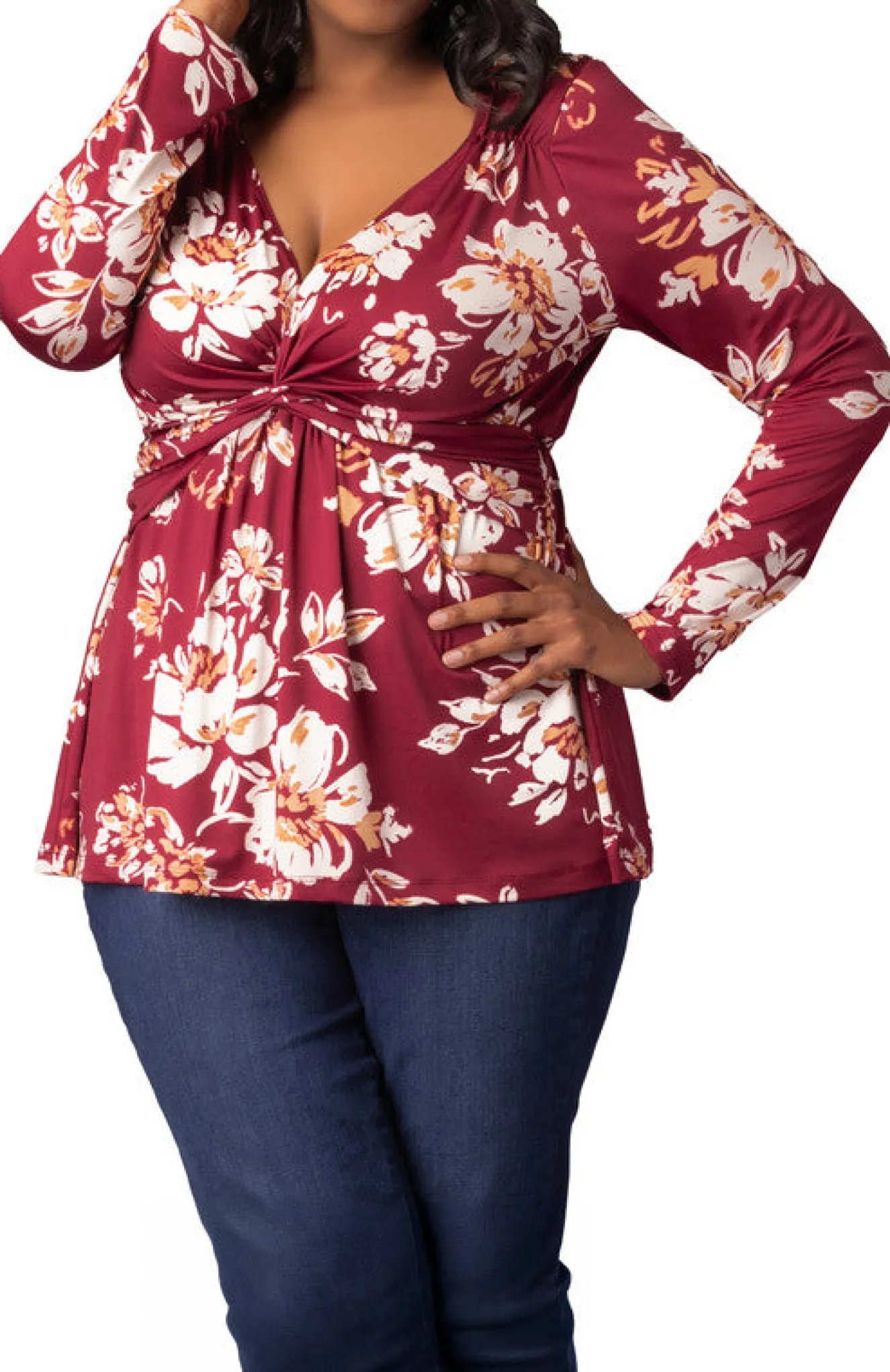 Abigail Long Sleeve Twist Top - Plus