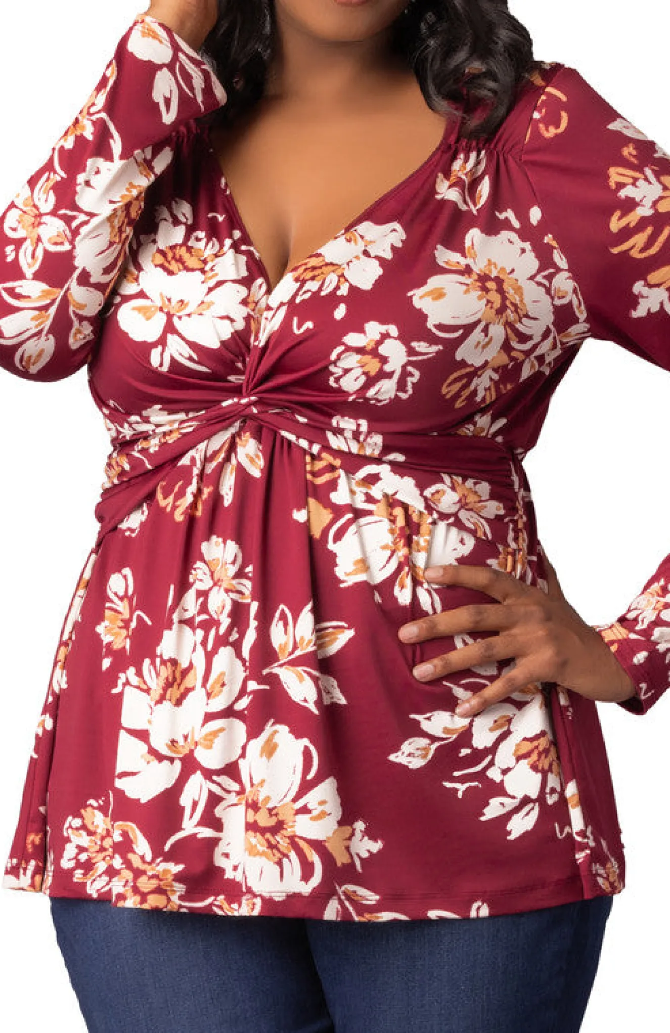 Abigail Long Sleeve Twist Top - Plus