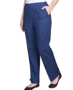 Alfred Dunner Classic All-Around Elastic Waistband Denim Pant, Average Length