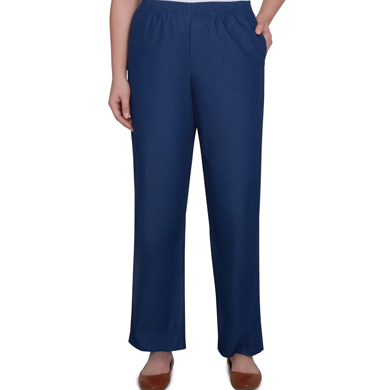Alfred Dunner Classic All-Around Elastic Waistband Denim Pant Short Length