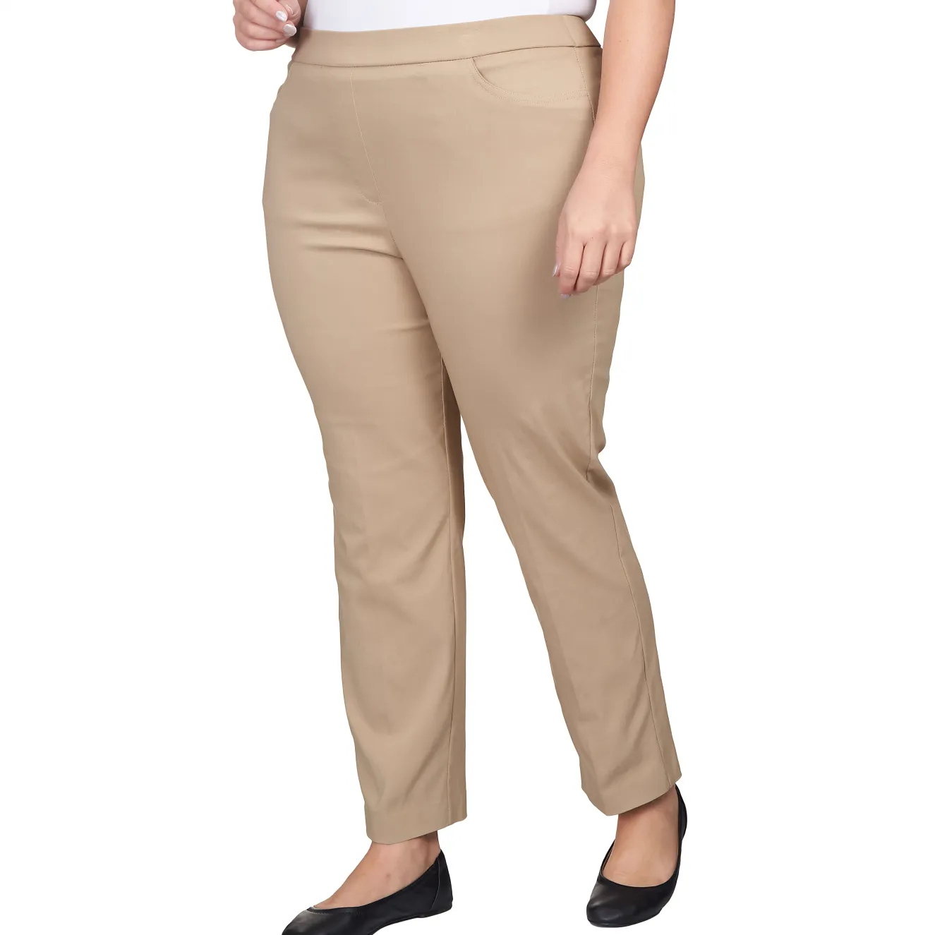 Alfred Dunner Classic Allure Fit Proportioned Pant with Elastic Comfort Waistband, Average Length, Plus