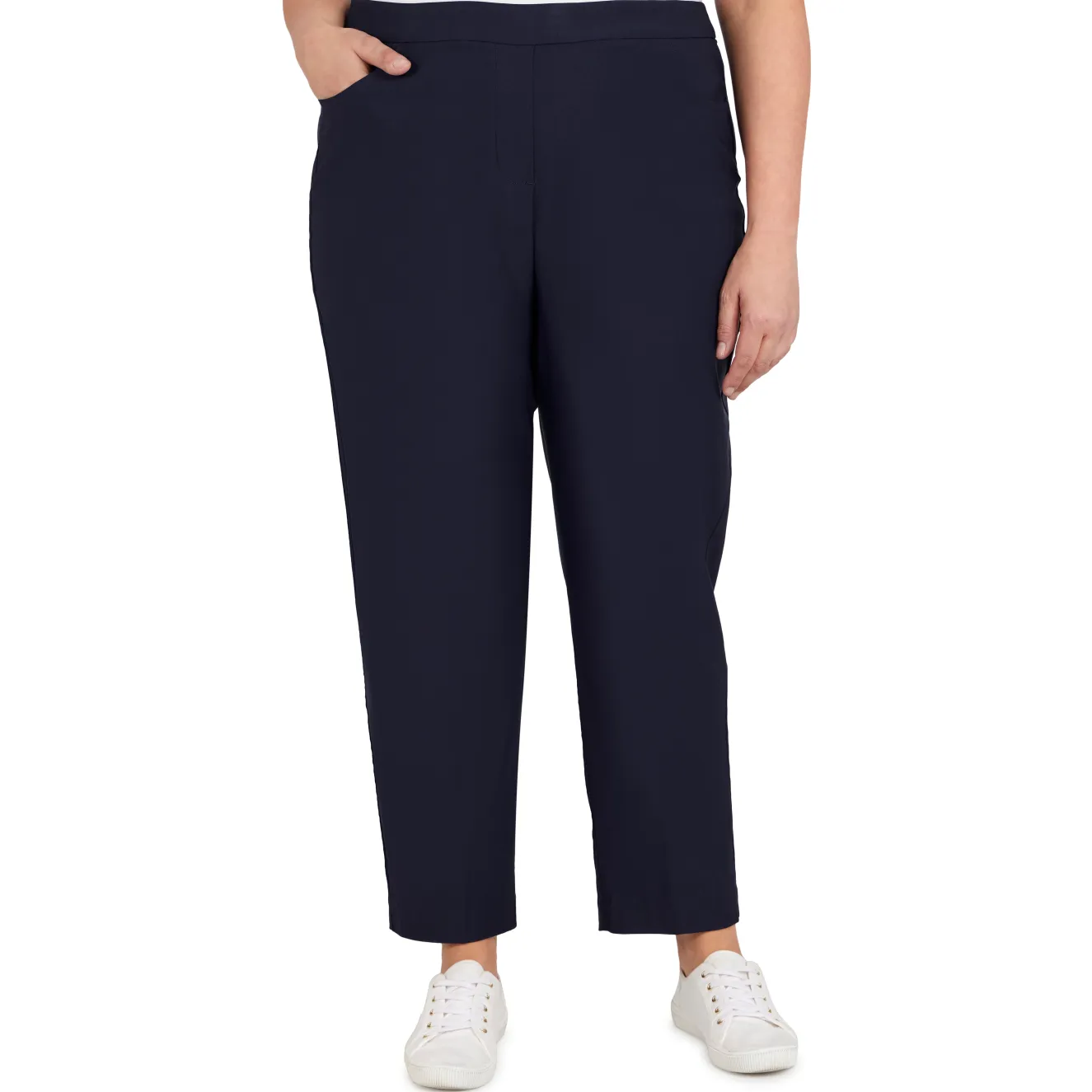 Alfred Dunner Classic Allure Fit Proportioned Pant with Elastic Comfort Waistband, Average Length, Plus