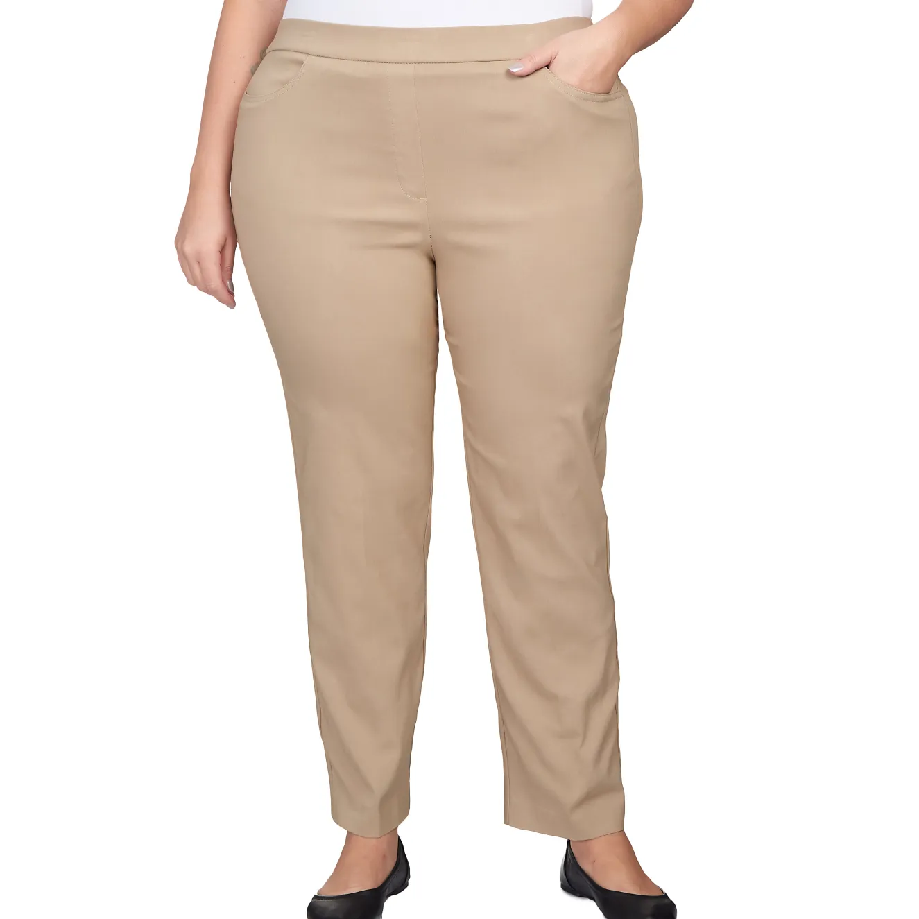 Alfred Dunner Classic Allure Fit Proportioned Pant with Elastic Comfort Waistband, Average Length, Plus