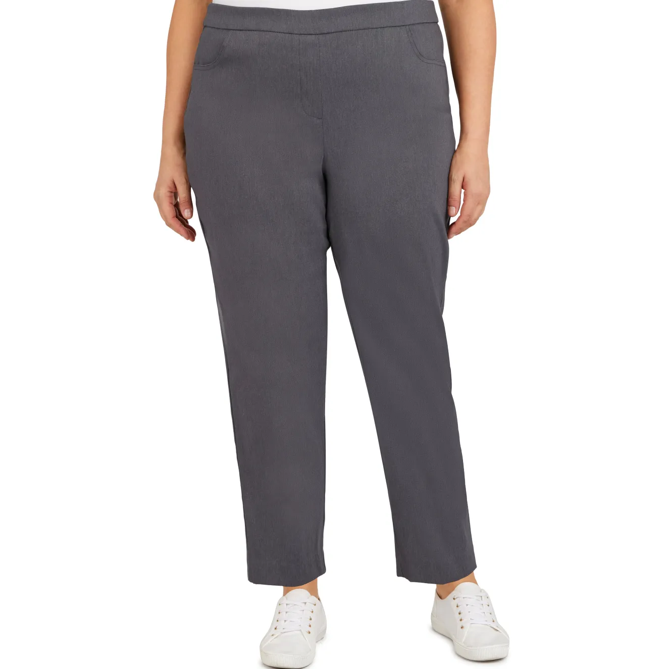 Alfred Dunner Classic Allure Fit Proportioned Pant with Elastic Comfort Waistband, Average Length, Plus