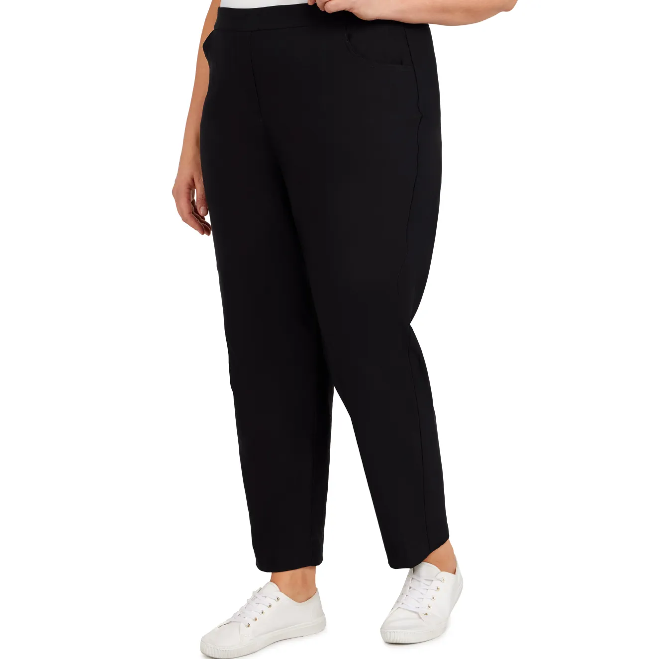 Alfred Dunner Classic Allure Fit Proportioned Pant with Elastic Comfort Waistband, Average Length, Plus