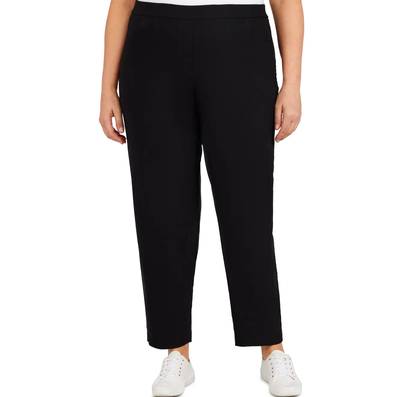 Alfred Dunner Classic Allure Fit Proportioned Pant with Elastic Comfort Waistband, Short Length, Plus