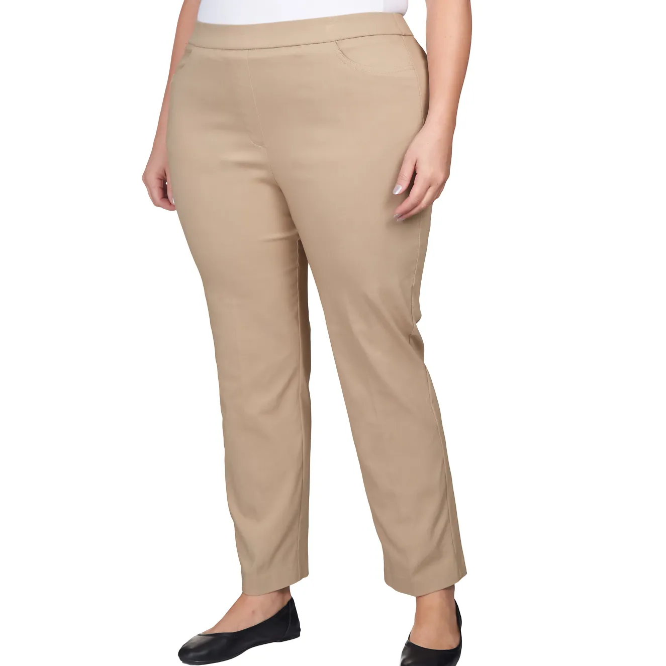 Alfred Dunner Classic Allure Fit Proportioned Pant with Elastic Comfort Waistband, Short Length, Plus