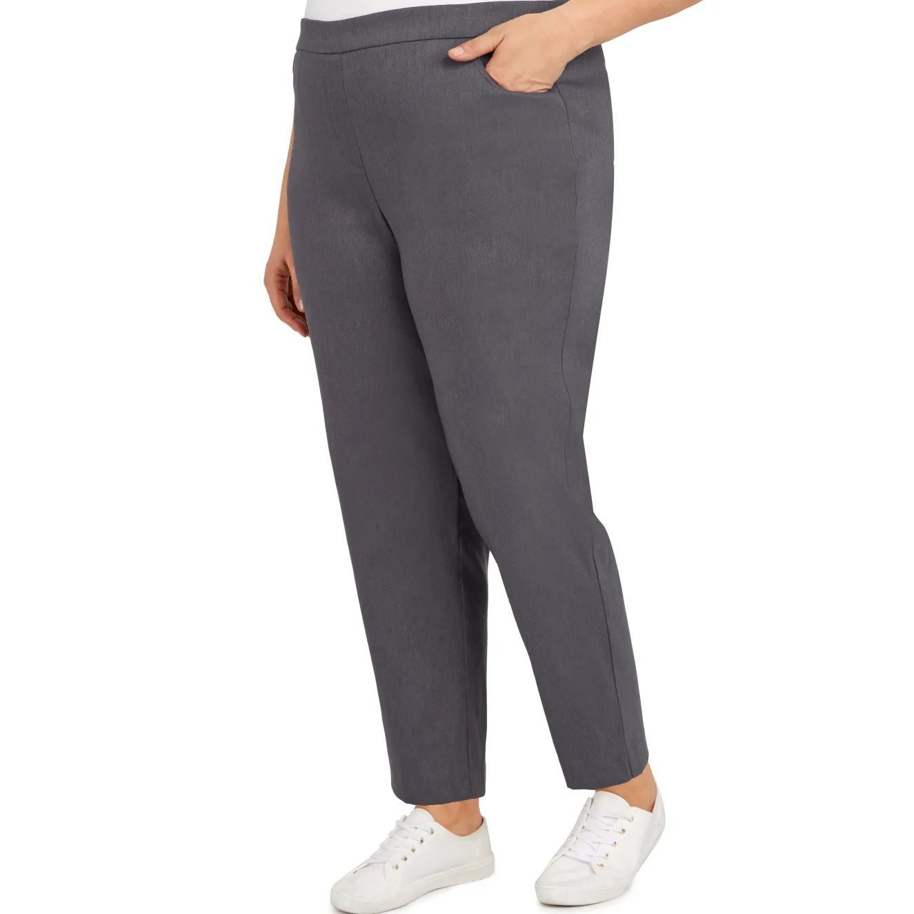 Alfred Dunner Classic Allure Fit Proportioned Pant with Elastic Comfort Waistband, Short Length, Plus