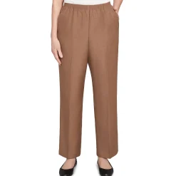 Alfred Dunner Classic Signature Fit Textured Trousers with All-around Elastic Waistband, Petite
