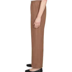 Alfred Dunner Classic Signature Fit Textured Trousers with All-around Elastic Waistband, Petite