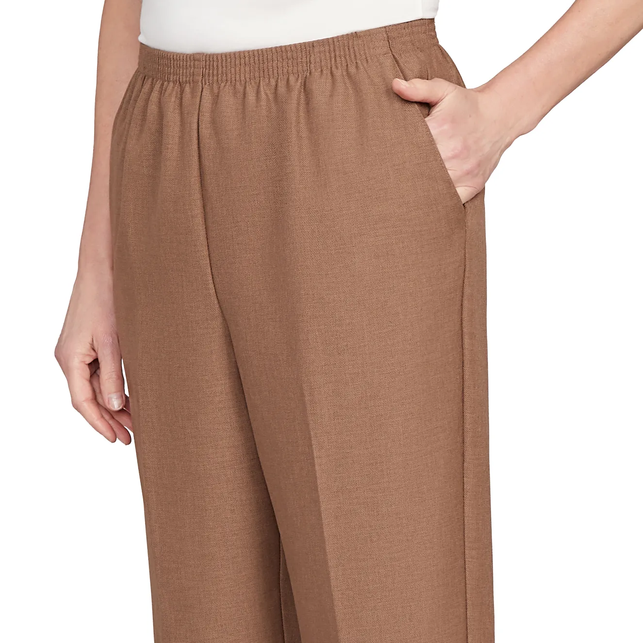 Alfred Dunner Classic Signature Fit Textured Trousers with All-around Elastic Waistband, Petite