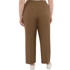 Alfred Dunner Classic Signature Fit Textured Trousers with All-Around Elastic Waistband Short Length, Plus