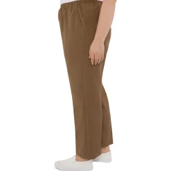 Alfred Dunner Classic Signature Fit Textured Trousers with All-Around Elastic Waistband Short Length, Plus
