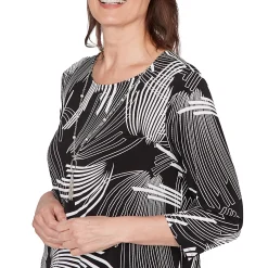 Alfred Dunner Geometric Sharkbite Hem Top with Necklace, Petite