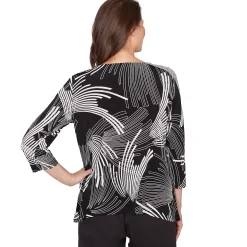 Alfred Dunner Geometric Sharkbite Hem Top with Necklace