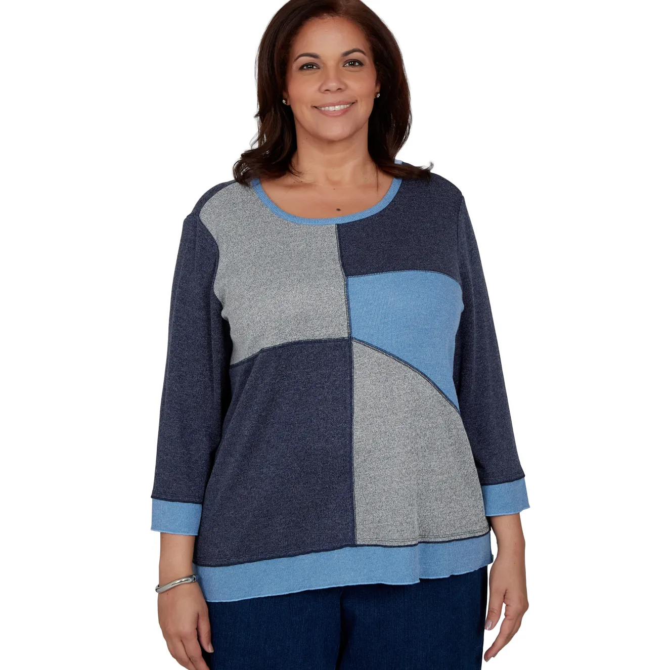 Alfred Dunner Heathered Colorblock Knit Top