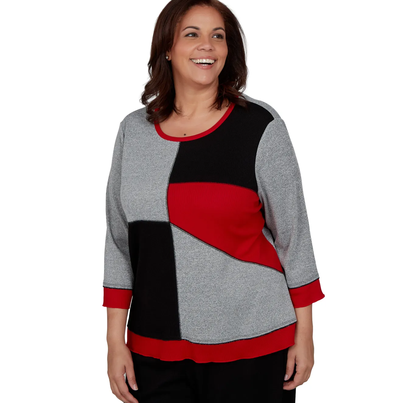 Alfred Dunner Heathered Colorblock Knit Top