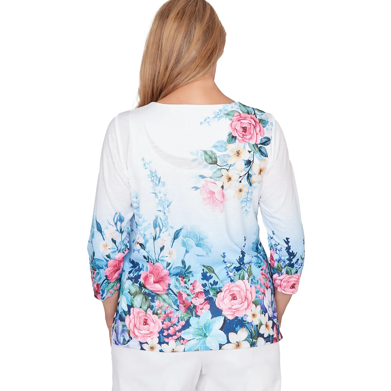 Alfred Dunner Ombre Border Floral Lace Top, Petite