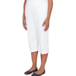 Alfred Dunner Solid Twill Button Hem Capri Pant