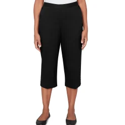 Alfred Dunner Solid Twill Button Hem Capri Pant