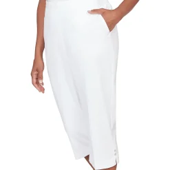 Alfred Dunner Solid Twill Button Hem Capri Pant