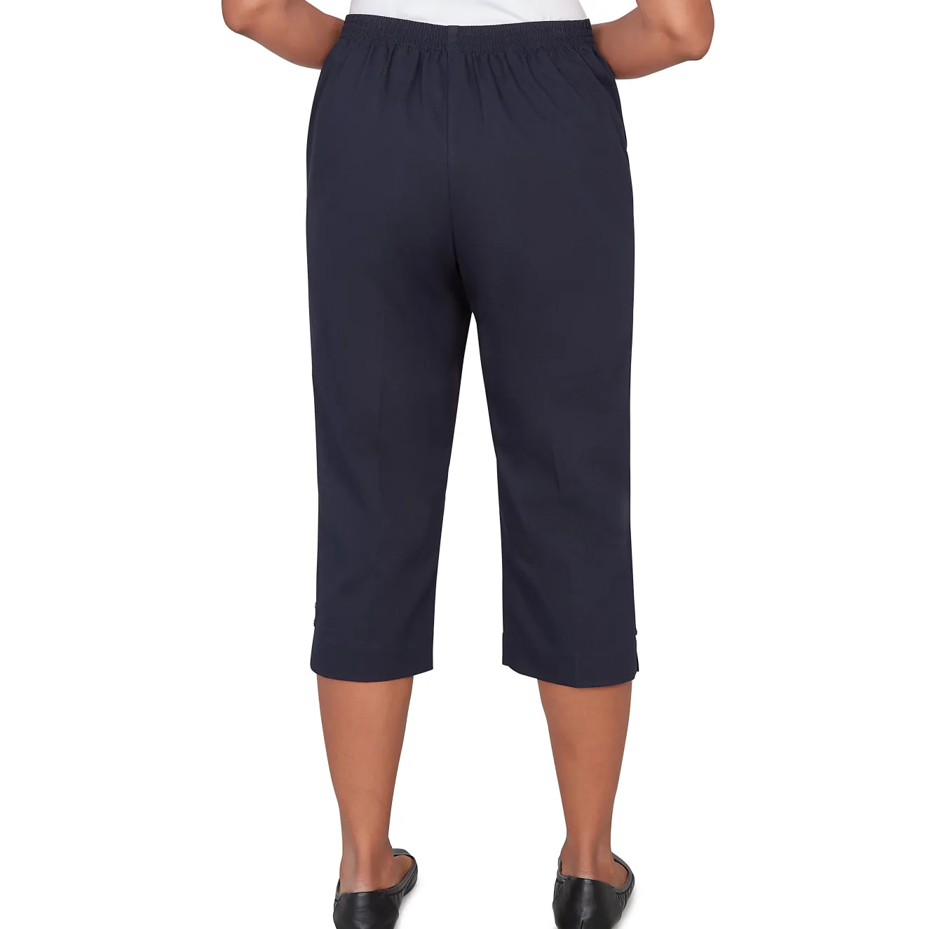 Alfred Dunner Solid Twill Button Hem Capri Pant