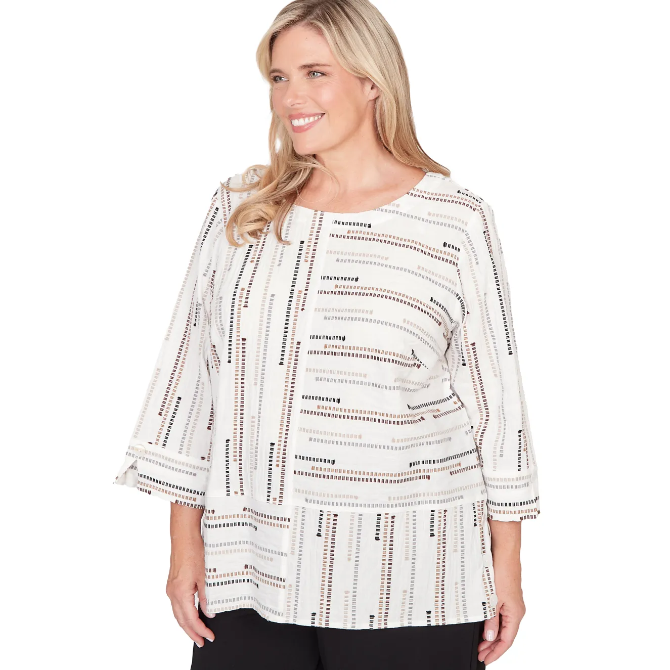 Alfred Dunner Spliced Jacquard Stripe Top, Plus
