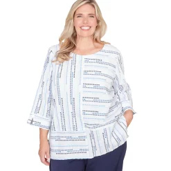 Alfred Dunner Spliced Jacquard Stripe Top, Plus