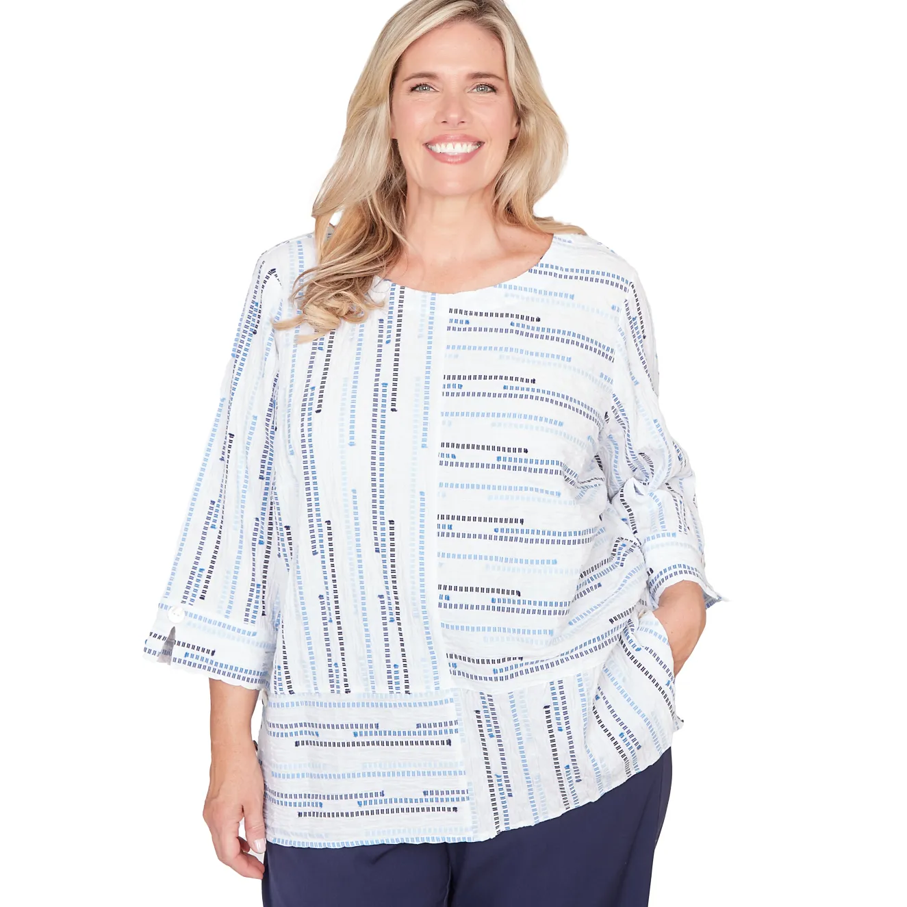 Alfred Dunner Spliced Jacquard Stripe Top, Plus