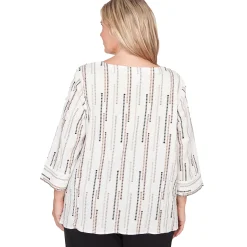 Alfred Dunner Spliced Jacquard Stripe Top, Plus