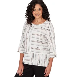 Alfred Dunner Spliced Jacquard Stripe Top