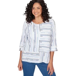 Alfred Dunner Spliced Jacquard Stripe Top