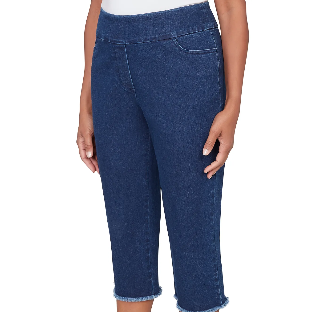 Alfred Dunner Super Stretch Denim Fringe Capri Pant