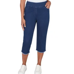 Alfred Dunner Super Stretch Denim Fringe Capri Pant