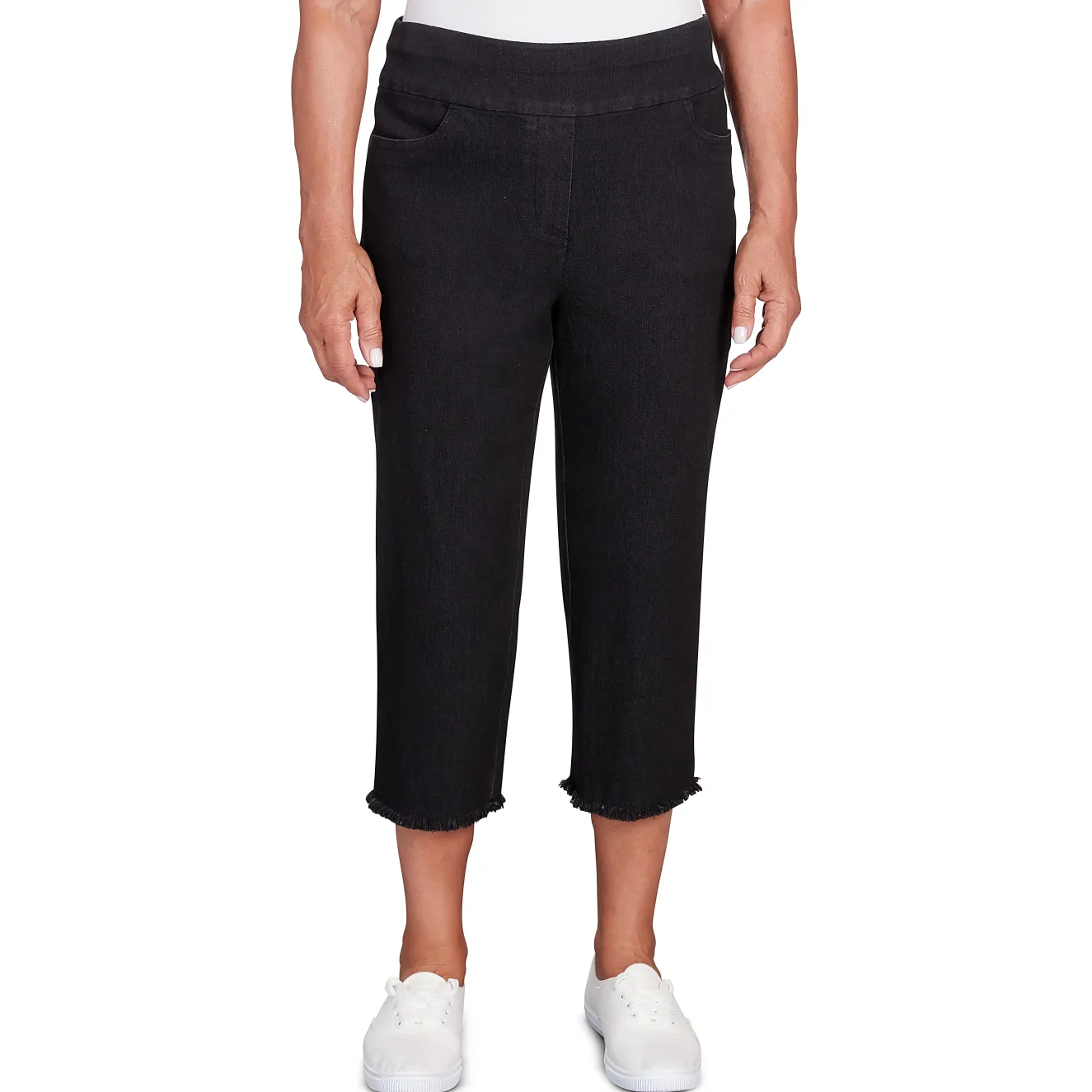Alfred Dunner Super Stretch Denim Fringe Capri Pant