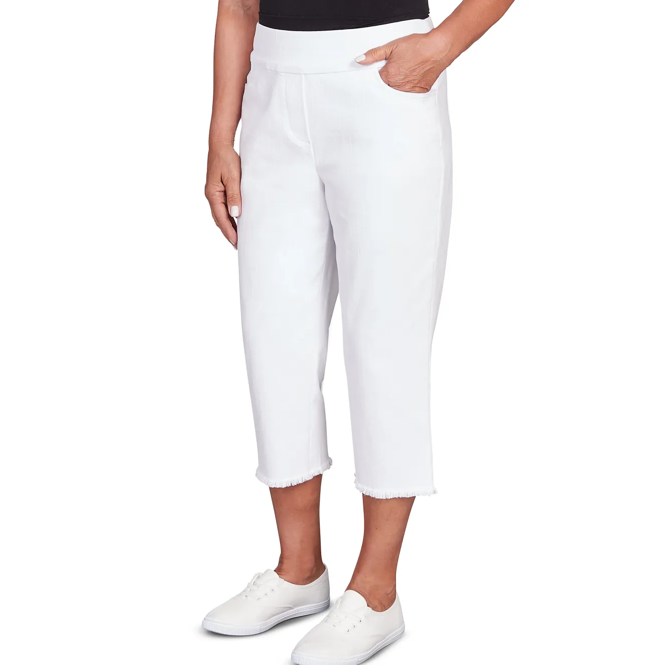 Alfred Dunner Super Stretch Denim Fringe Capri Pant