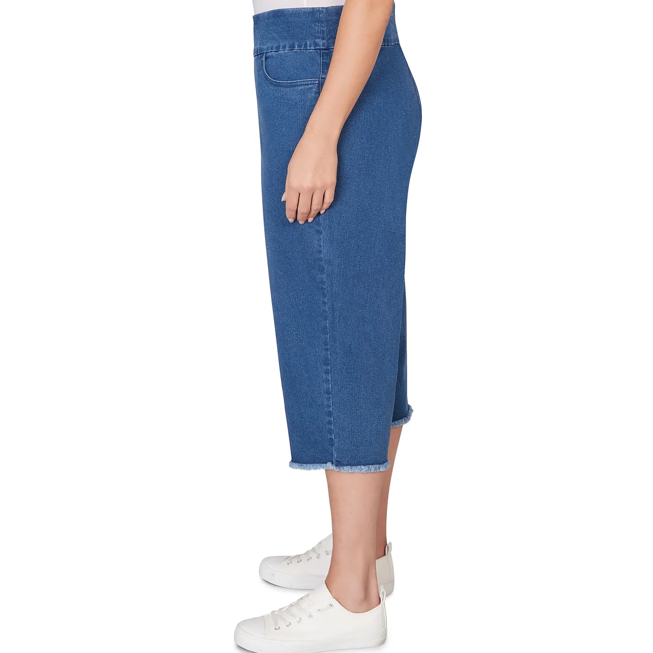 Alfred Dunner Super Stretch Denim Fringe Capri Pant - Plus