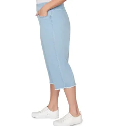 Alfred Dunner Super Stretch Denim Fringe Capri Pant - Plus