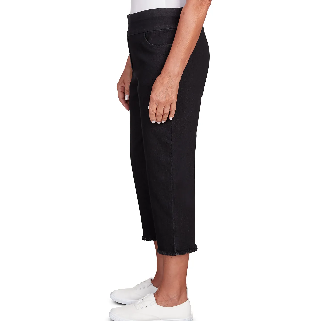 Alfred Dunner Super Stretch Denim Fringe Capri Pant - Plus