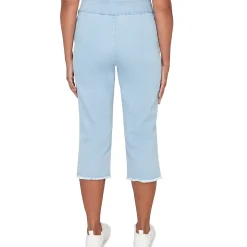 Alfred Dunner Super Stretch Denim Fringe Capri Pant- Petite