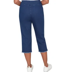 Alfred Dunner Super Stretch Denim Fringe Capri Pant- Petite
