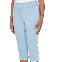 Alfred Dunner Super Stretch Denim Fringe Capri Pant- Petite