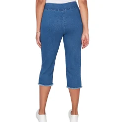 Alfred Dunner Super Stretch Denim Fringe Capri Pant- Petite