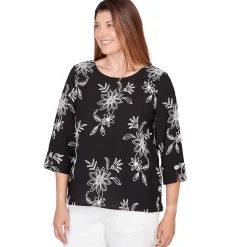 Alfred Dunner Tossed Floral Embroidered Top, Petite