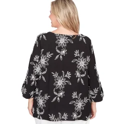 Alfred Dunner Tossed Floral Embroidered Top, Plus