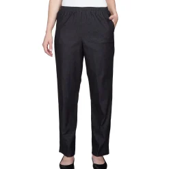 Alfred Dunner Women's Denim Comfort Waistband Mid Rise Regular Fit Straight Leg Pant, Average Length