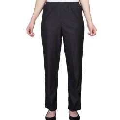 Alfred Dunner Women's Denim Comfort Waistband Mid Rise Regular Fit Straight Leg Pant, Average Length