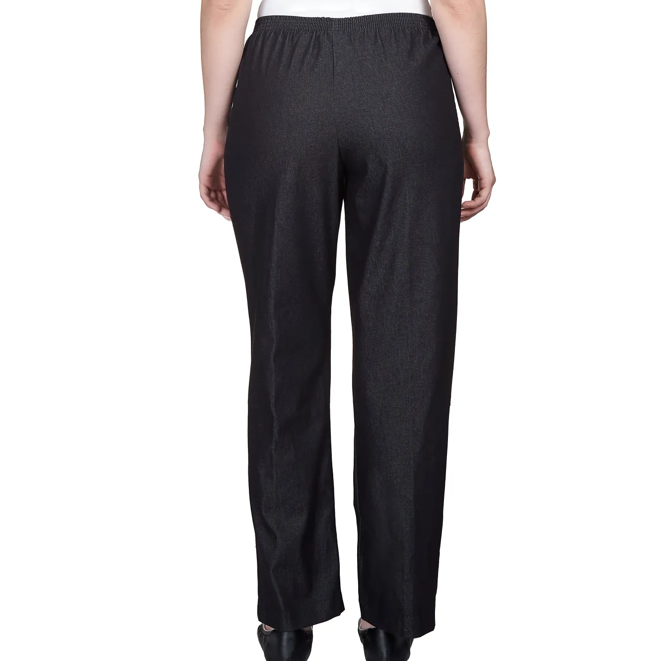 Alfred Dunner Women's Denim Comfort Waistband Mid Rise Regular Fit Straight Leg Pant, Average Length