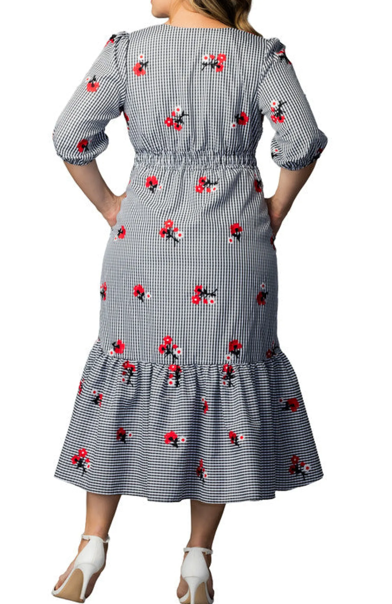 Bailey Square Neck Maxi Dress - Gingham & Florals - Plus