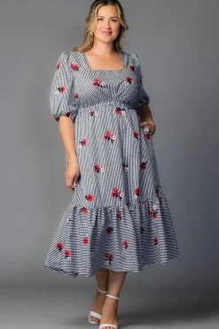 Bailey Square Neck Maxi Dress - Gingham & Florals - Plus